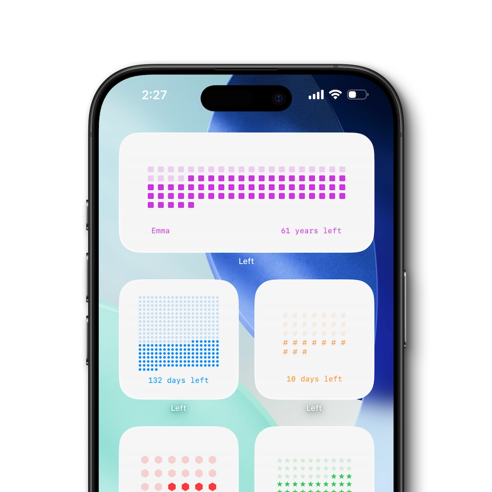 Birthday countdown widget for vacations, weddings, and holidays on iPhone